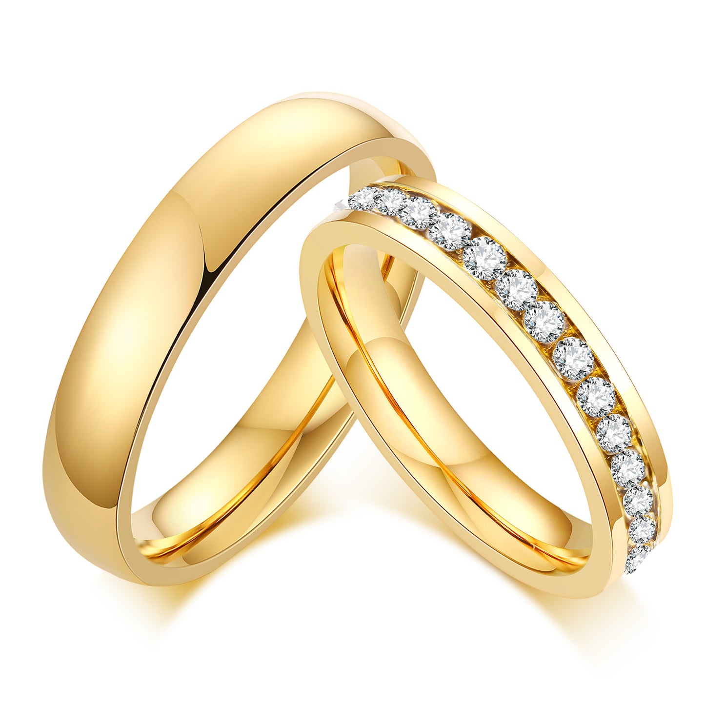 Couple Pair Of Closed Golden Minority Simple Valentine's Rings