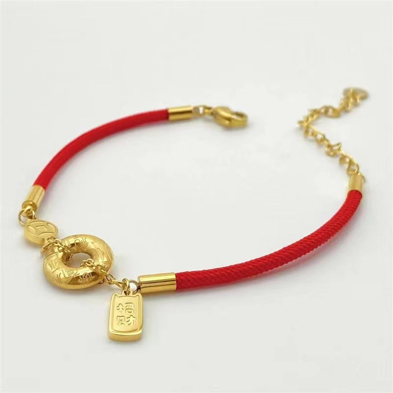 Steel Gold Light Luxury Red Rope Bracelets