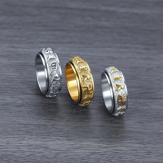 Men's Words Mantra Rotating Titanium Steel Personalized Rings