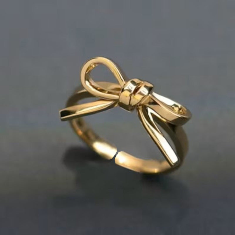 Alloy Geometry Bow Opening Adjustable Ornament Rings