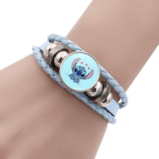 Men's Star Stitch Leather Cartoon Blue Woven Bracelets