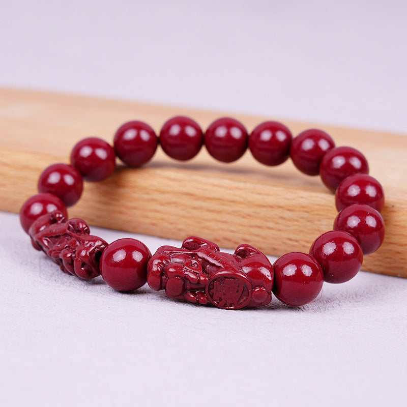 Women's & Men's Cinnabar Pi Chinese Double Purple Gold Bracelets