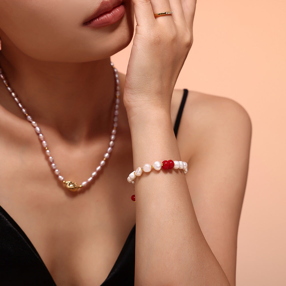 Pearl Button Tassel Natural Stone Fresh Bracelets