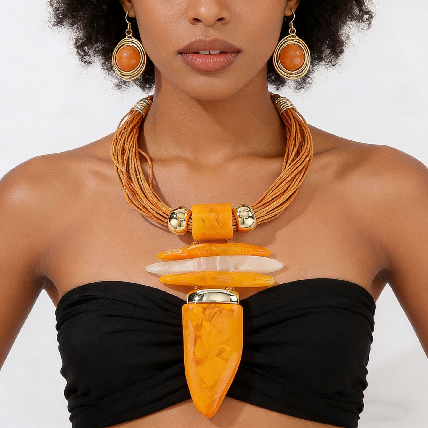 Elegant New Resin Horn Suite Exaggerated Earrings