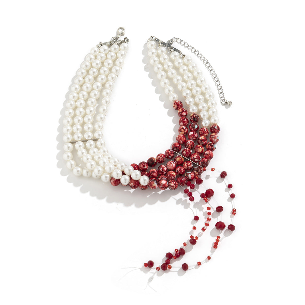 Pearl Halloween Blood Drop Tassel Imitation Crystal Necklaces