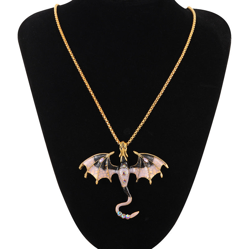 Drop Oil Cartoon Flying Dragon Shape Fashion Necklaces