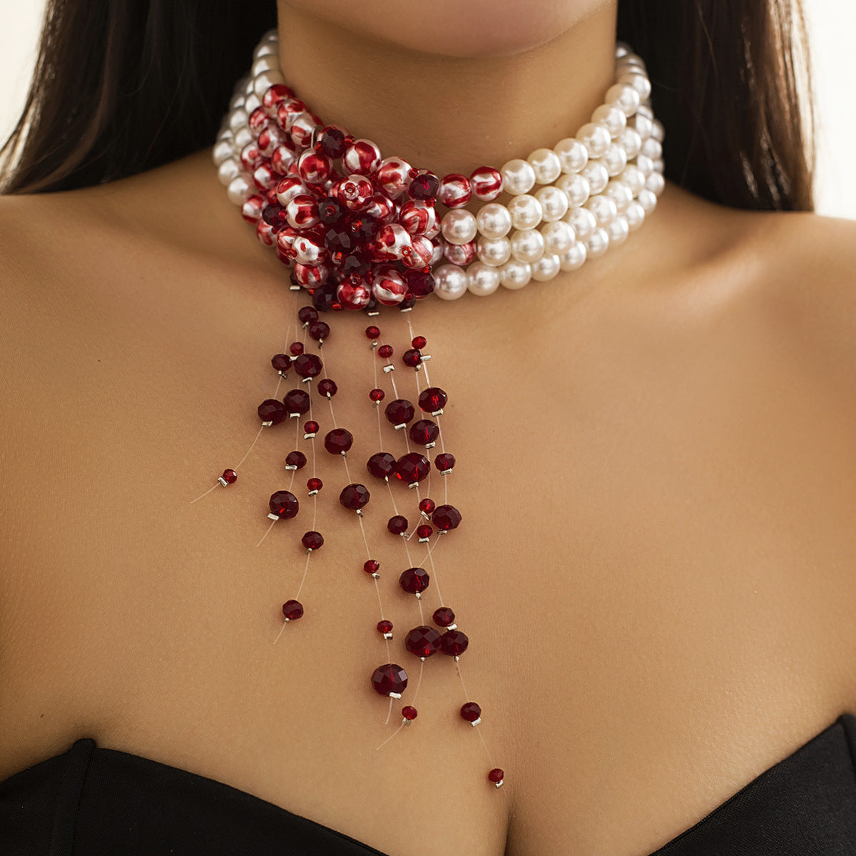 Style Pearl Creative Halloween Blood Drop Necklaces