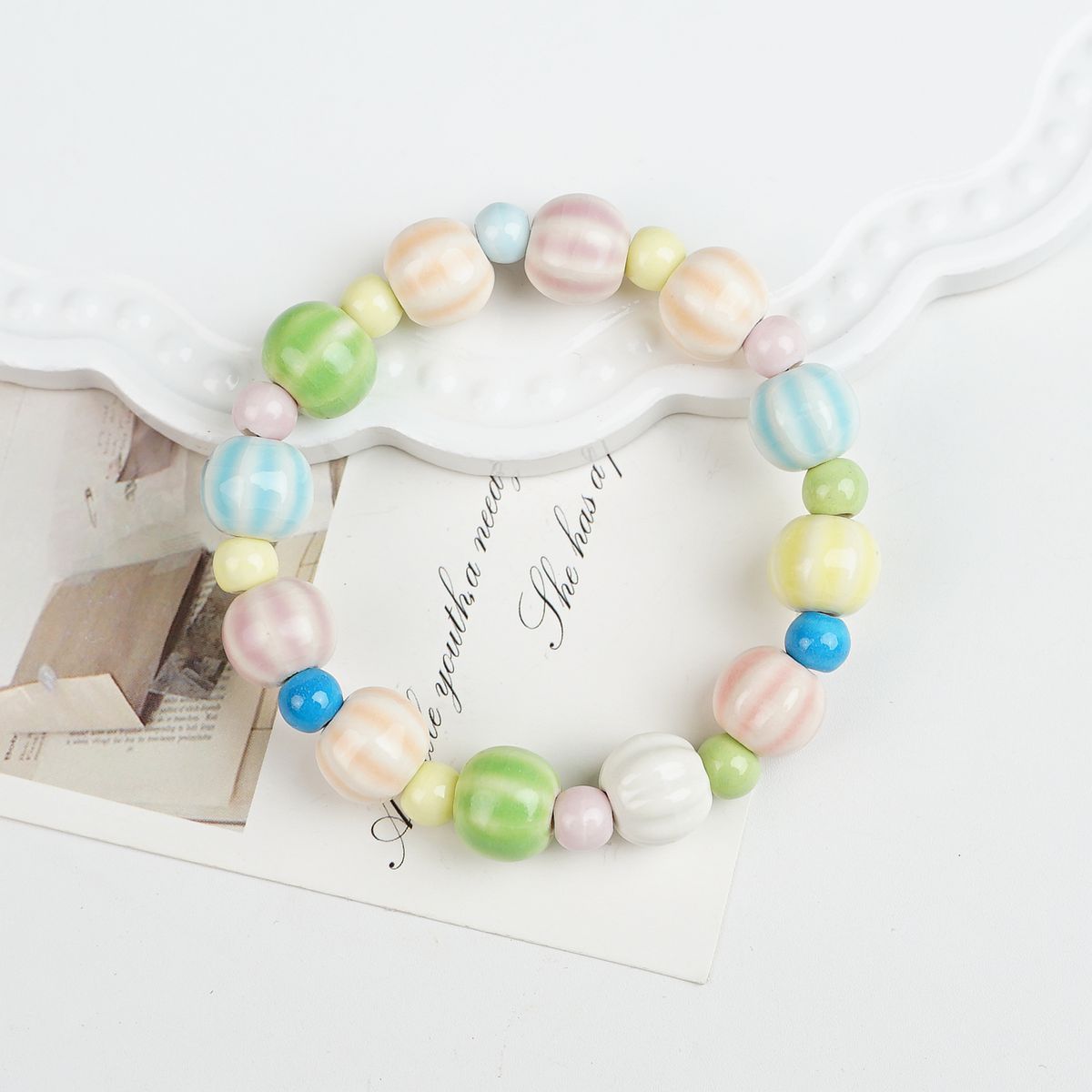 Ceramic Painted Pottery Beads Female Literary Bracelet