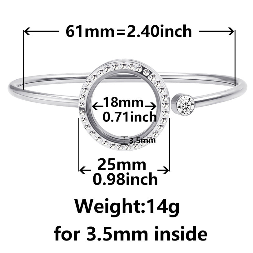 Be Opened Unscrewed Stainless Steel Round Glass Bracelets