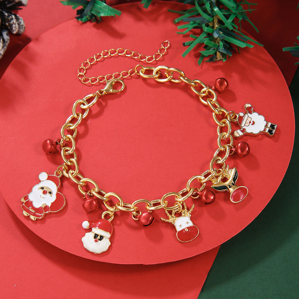 Christmas Red Green Acrylic Snowflake Bell Bracelets