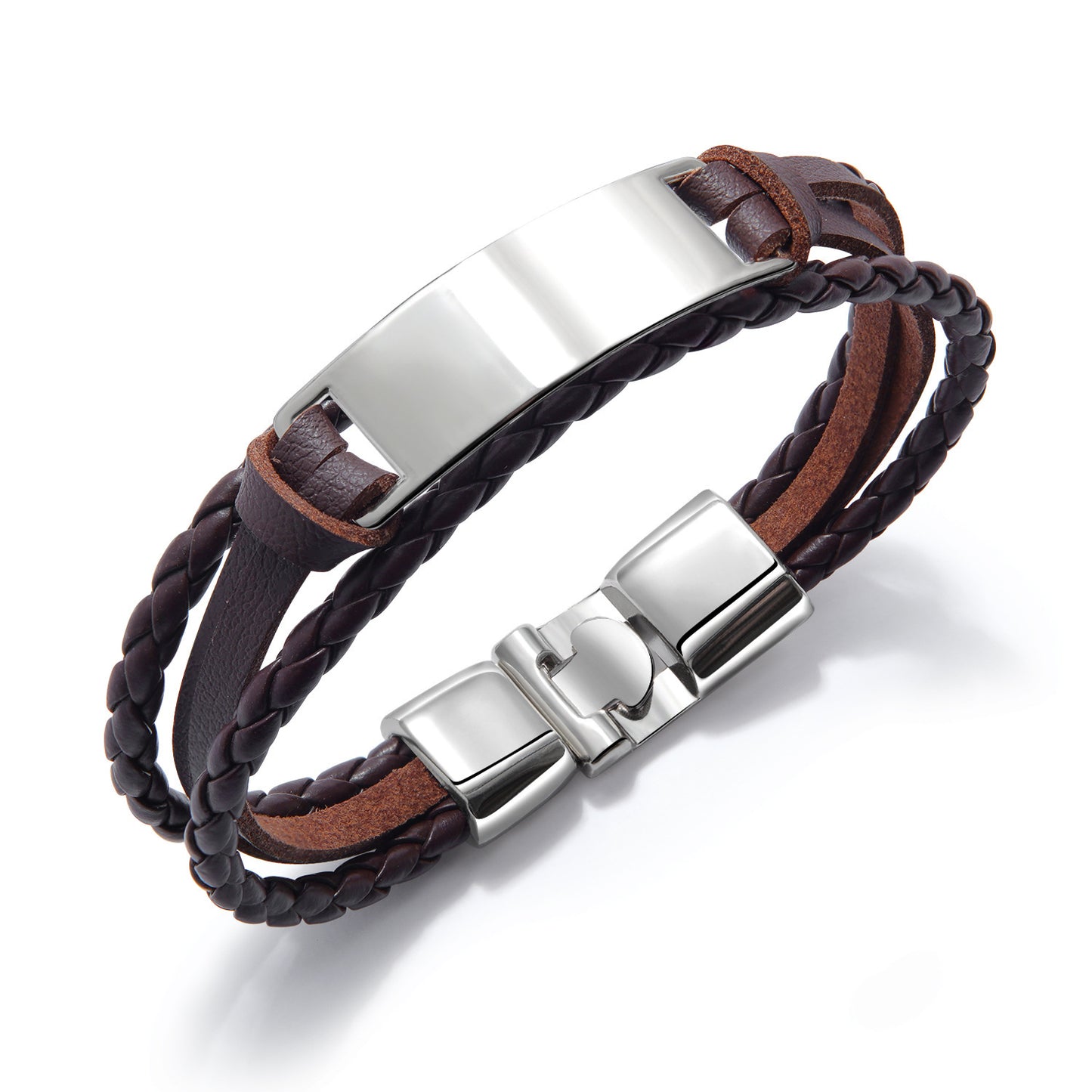 Men's Man Simple Versatile Braided Personalized Hip Hop Glossy Can Carve Bracelets