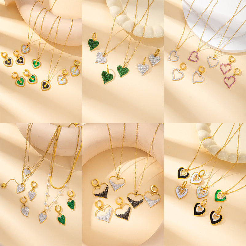 Women's Female With Hearts Zircon Light Luxury Design Earrings