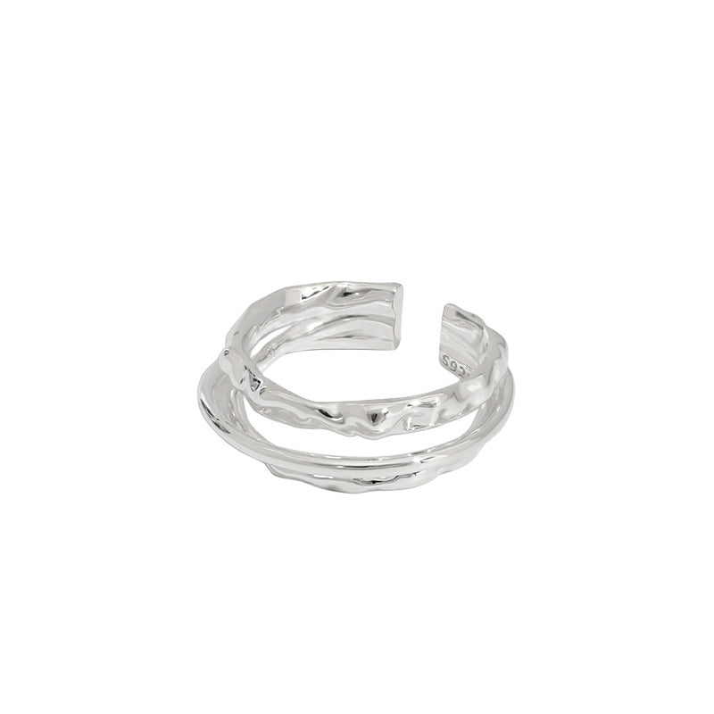 Korean Style Niche Design Minimalist Irregular Surface Rings