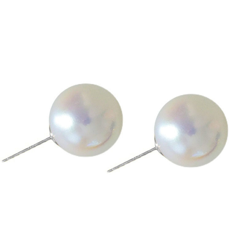 French Style Retro Colorful Large Pearl Elegant Stud Earrings