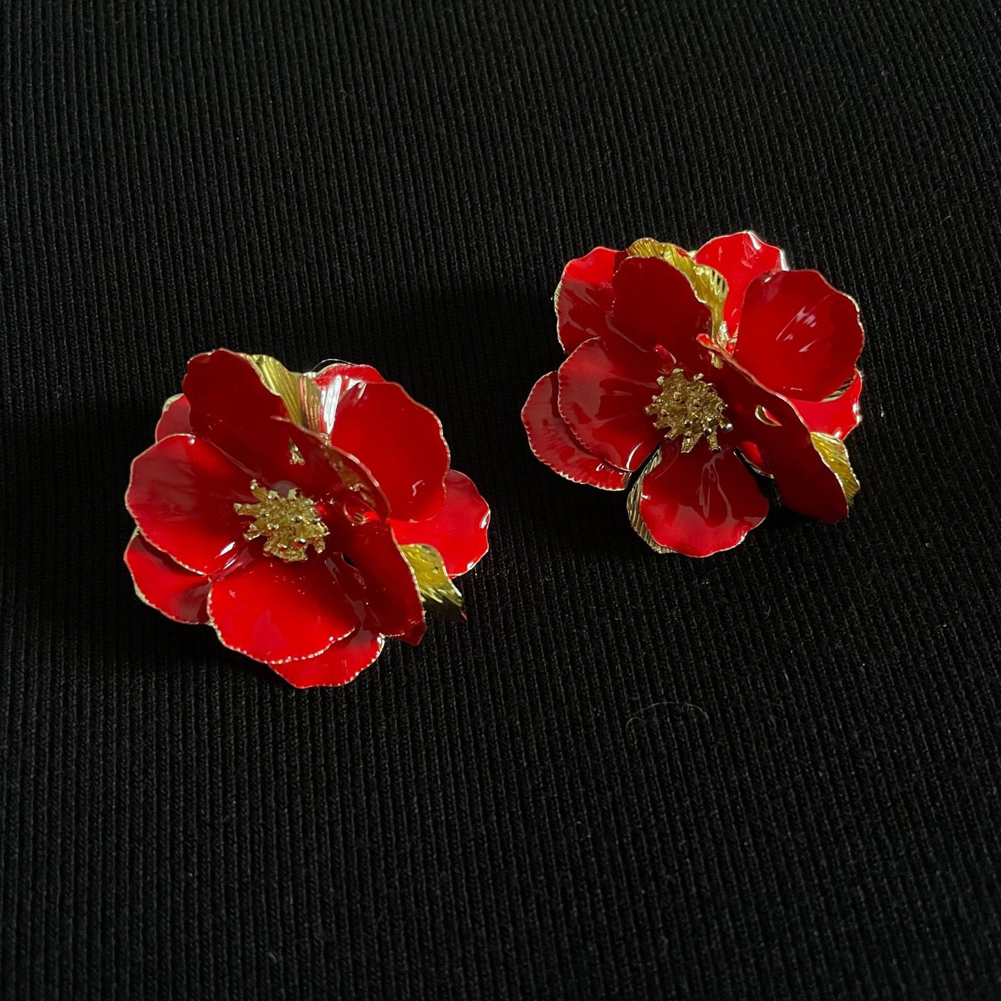 Women's Drip Glazed Enamel Flower Sier Needle Earrings