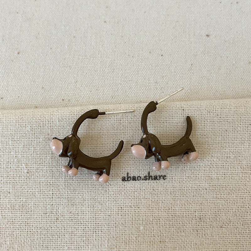 Cartoon Sausage Dog Ear Collection Female Cute Funny Exquisite Rings