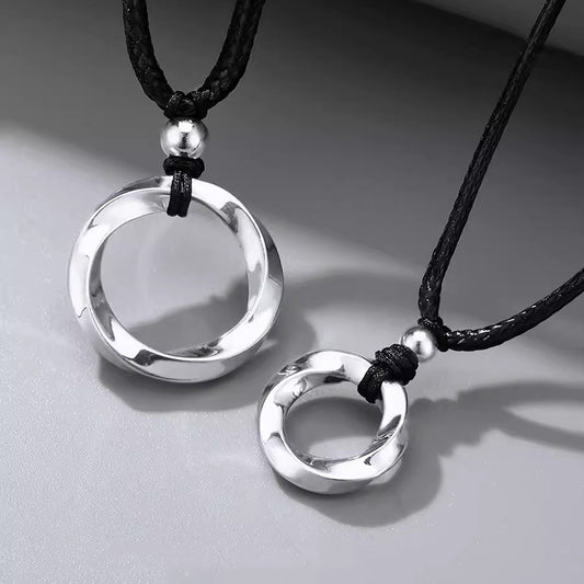 Sterling Sier Mobius Strip Couple Design Simple Necklaces