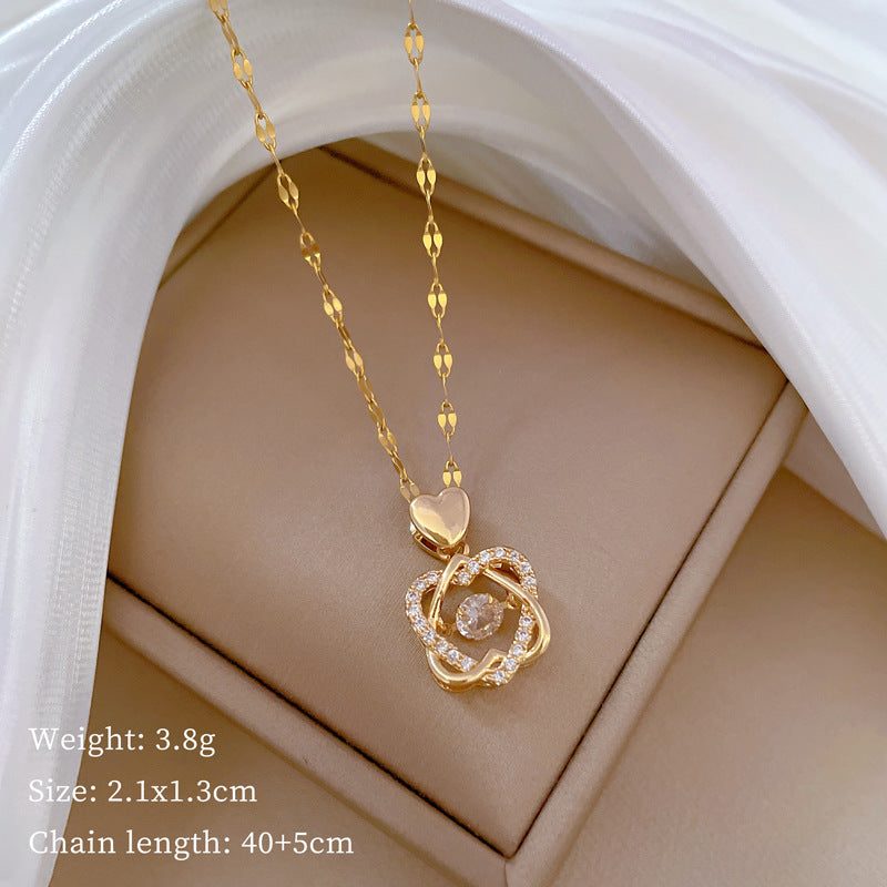 Women's Heart-to-heart Seal Smart Light Luxury Temperament Gorgeous Full Diamond Necklaces