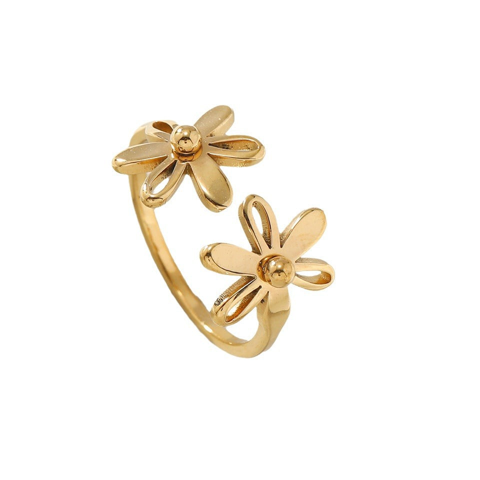 Niche High-grade Double Layer Flowers Openings Adjustable Rings