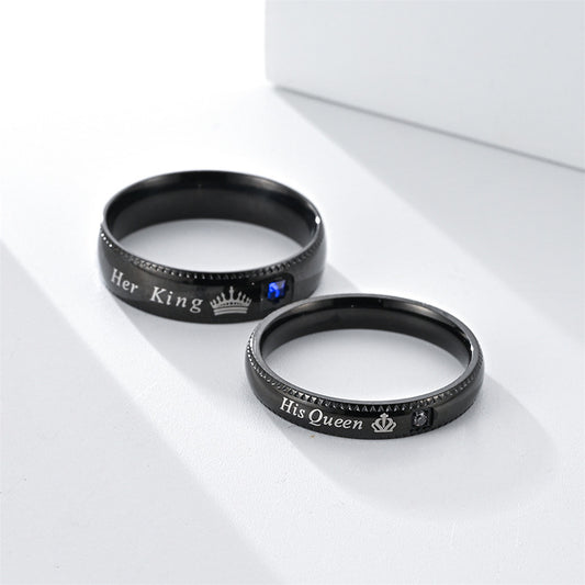 Fashion Stainless Steel Couple King Queen Rings