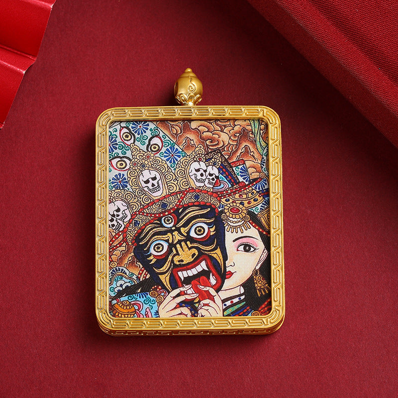 Master Green Tara Tibetan Square Gold Multiple Pendants