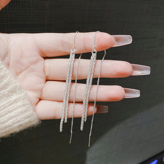 Women's Temperament Fashion Metal Sense Long Fringed Earrings