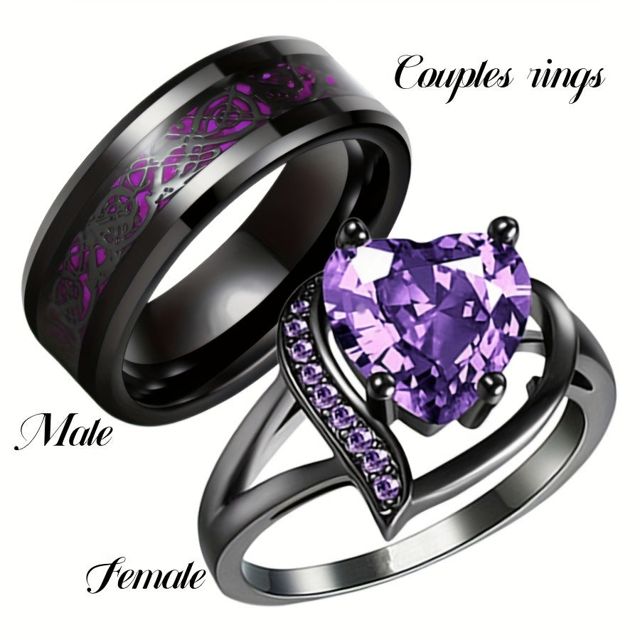 Pretty Versatile Slouchy Couple Purple Fashion Ring