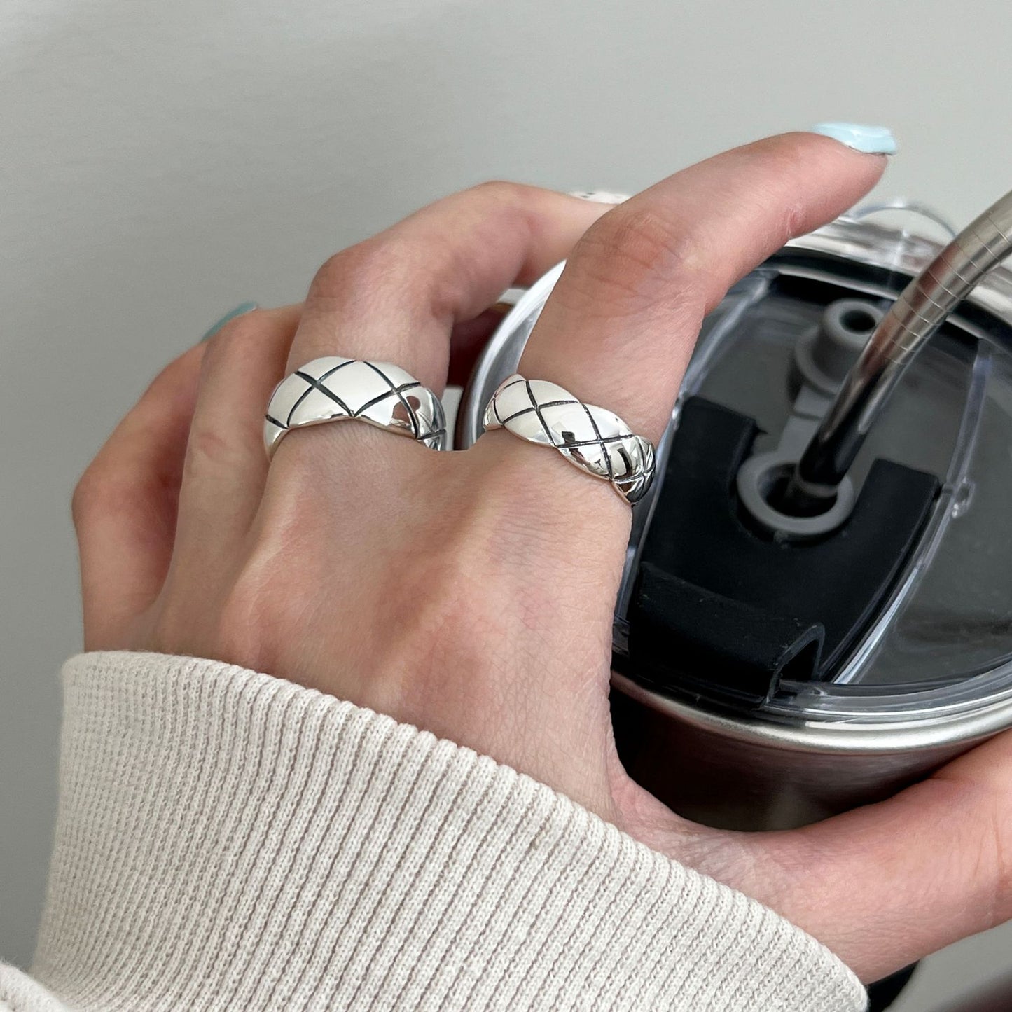 Entire Sterling Sier Diamond Female Fashion Personality Rings