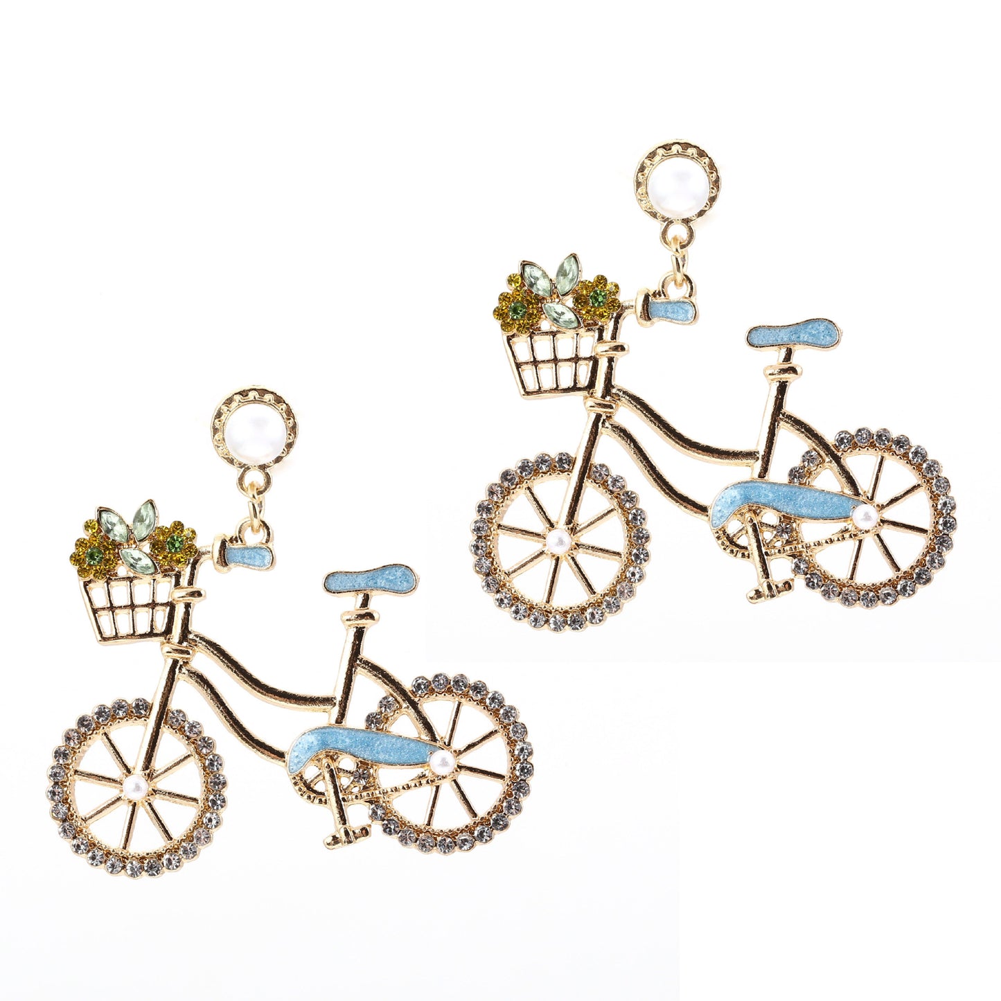 Cute Fashion Bicycle Pearl Zinc Alloy Earrings