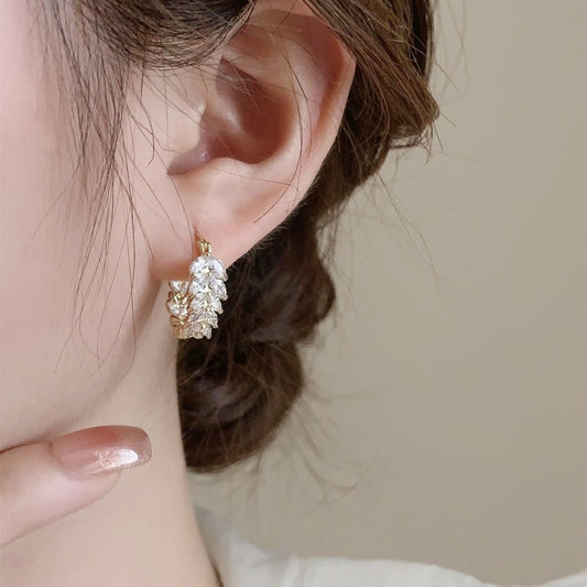 Korean Style Zircon Wheat Ear Clip Earrings