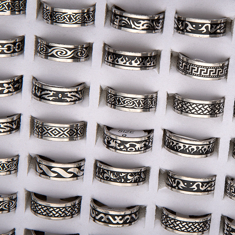 Ornament Stainless Steel Corrosion Smear Mixed Rings