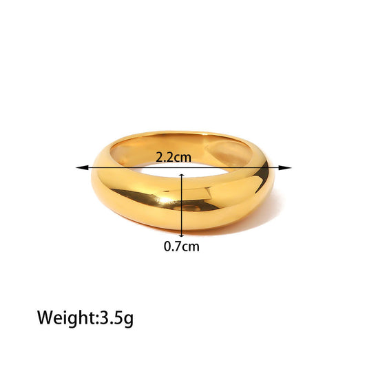 Fashion Simple Round Glossy Curved Female Stainless Steel Rings