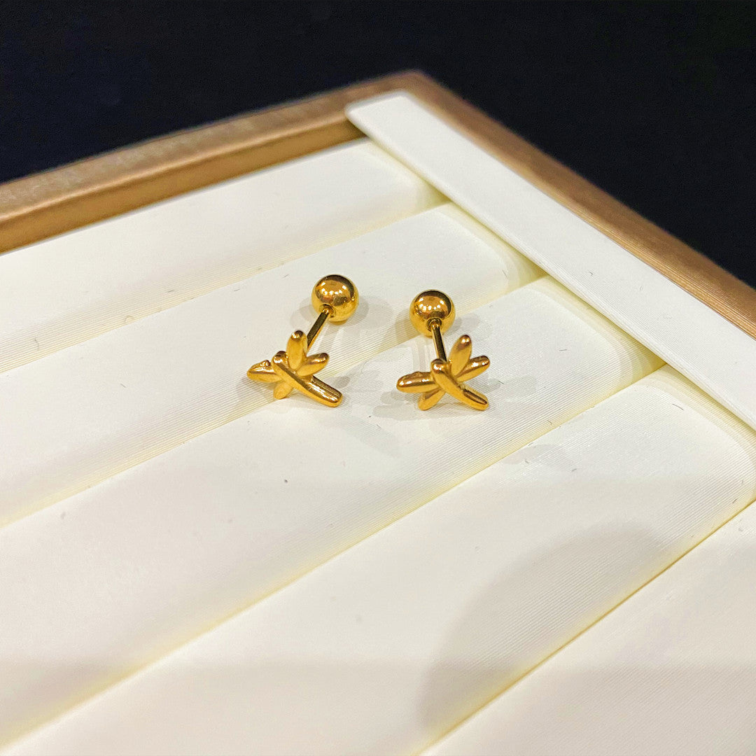 Series Titanium Steel Gold-plated Screw Thin Earrings
