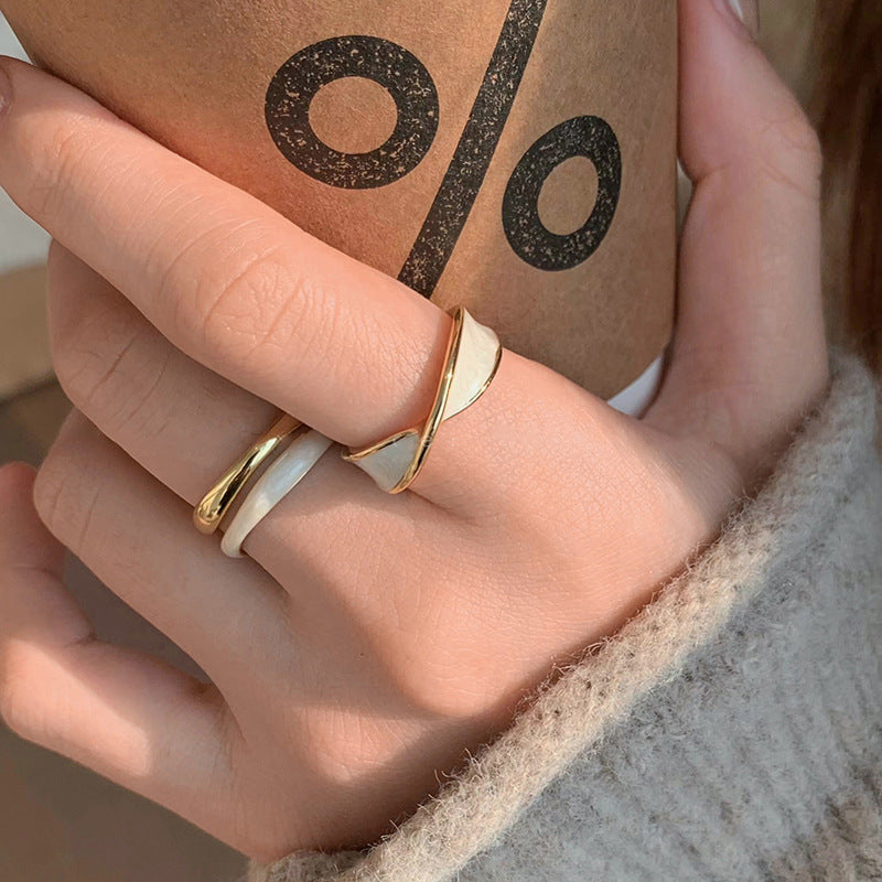 Glazed Female Design Open Fashion Light Luxury Personalized Rings