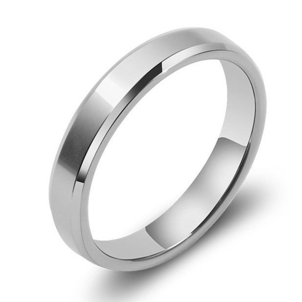 Classic Beveled Glossy Female Titanium Steel Rings