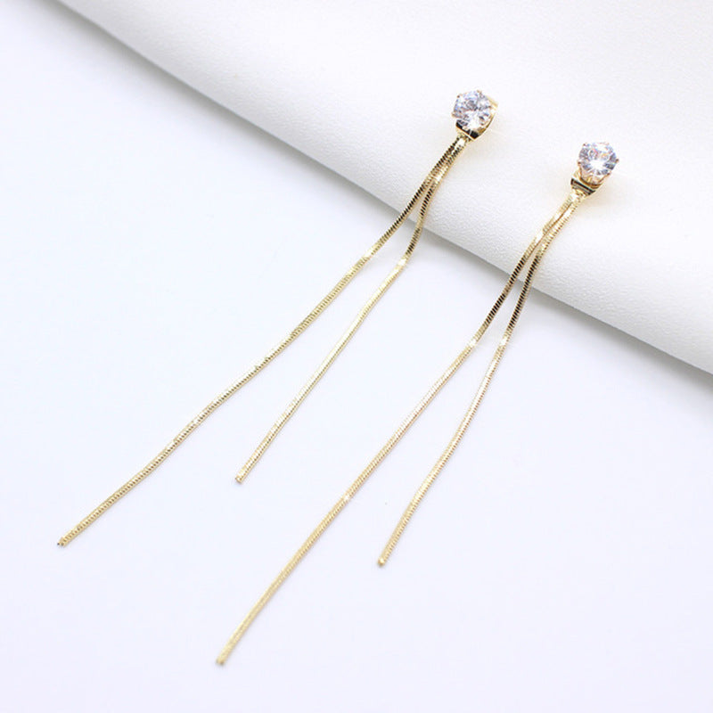 Women's Simple Stainless Steel Long With Tassel Earrings