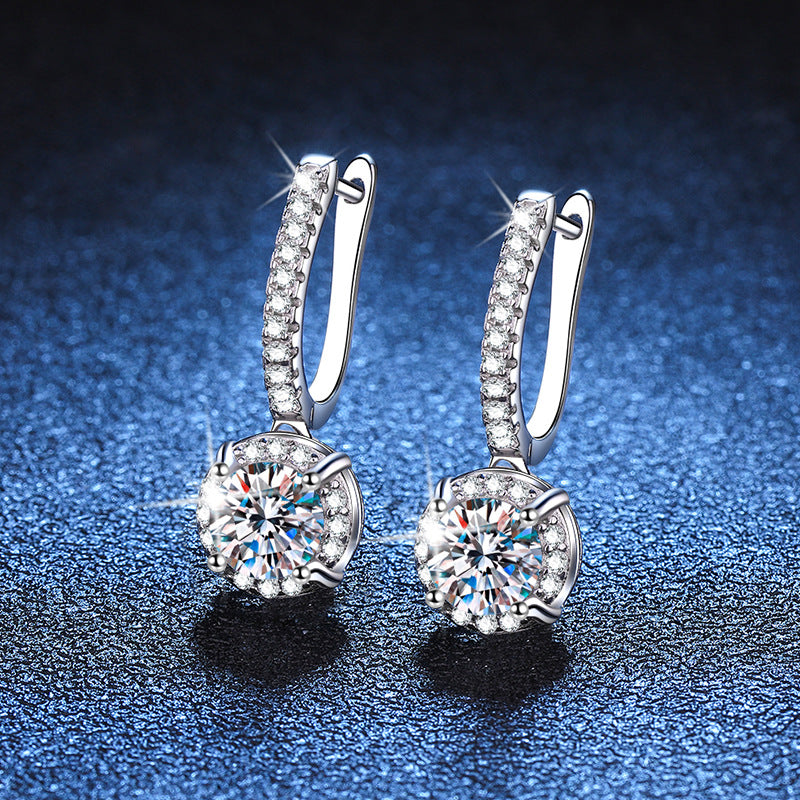 Fashion Sterling Sier Moissanite Luxurious Karat Earrings