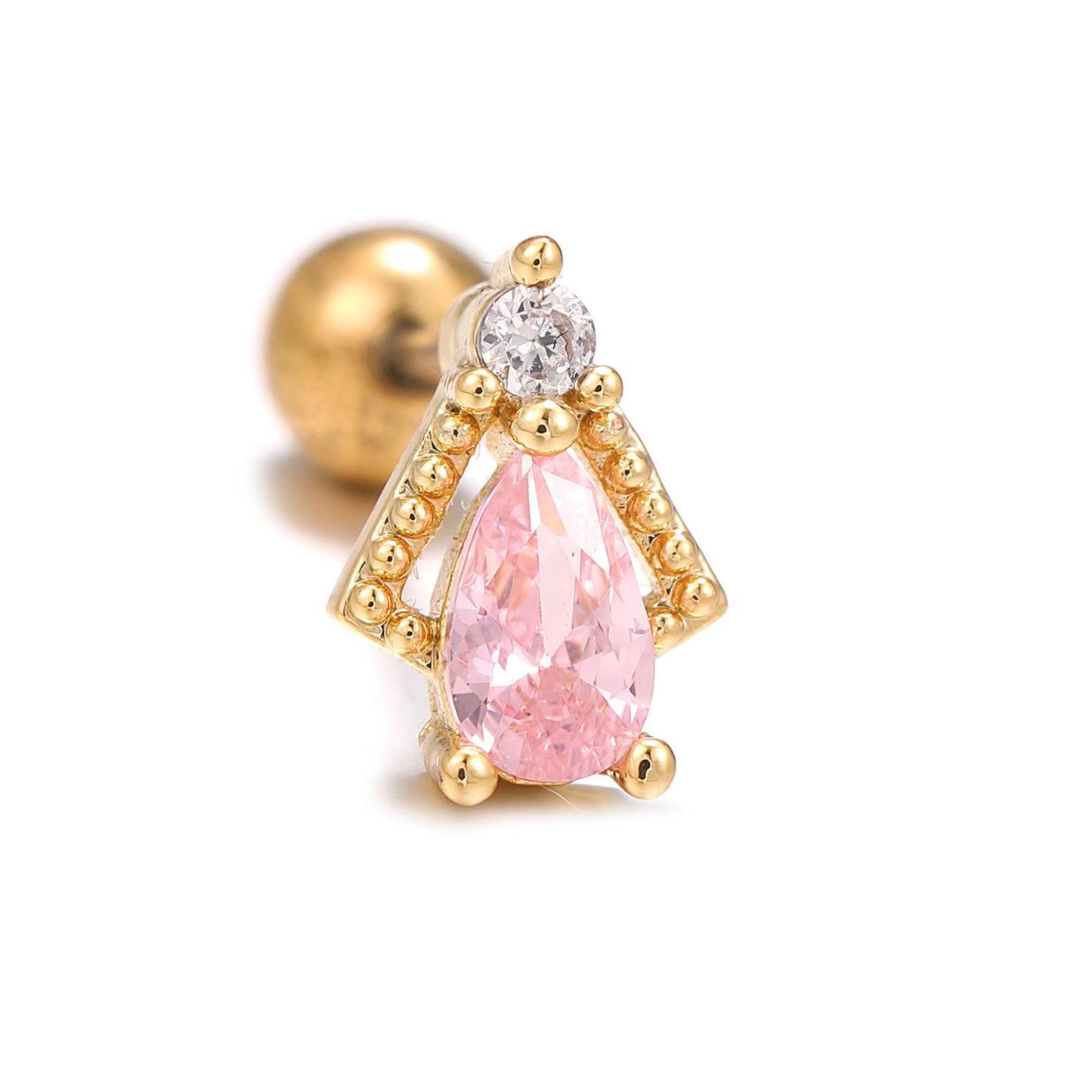 Personality Ear Bone Geometric Micro Inlaid Zircon Stainless Stud Earrings