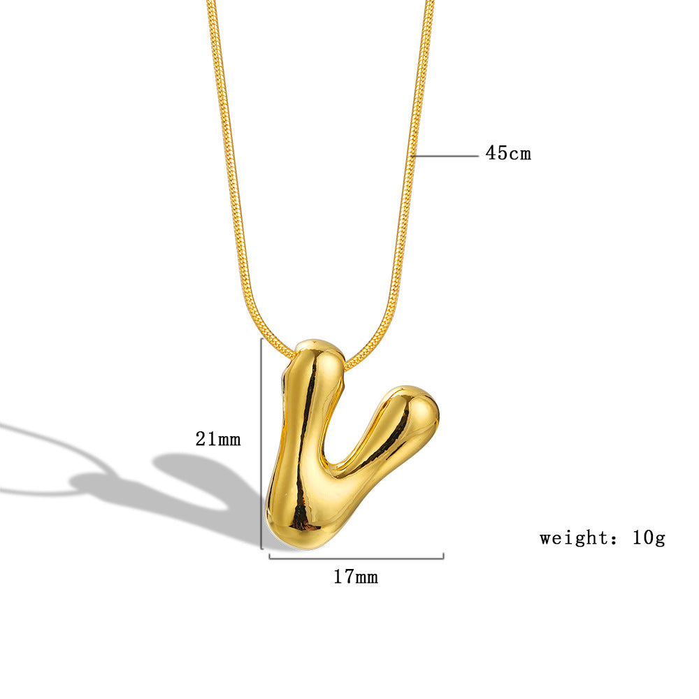 Balloon Bubble Chubby Letter Copper Plated Necklaces