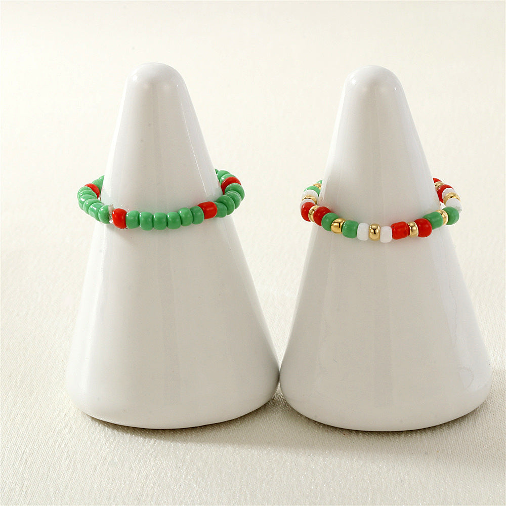 Simple Cute Elastic String Czech Bead Rings