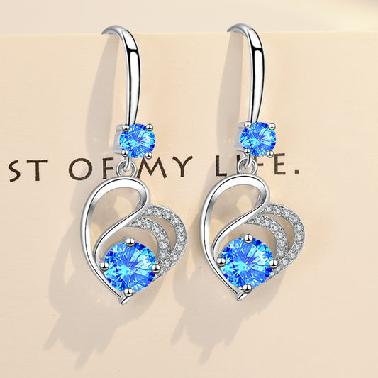 Heart-shaped Mid-length Eardrops Female Korean Exquisite Earrings