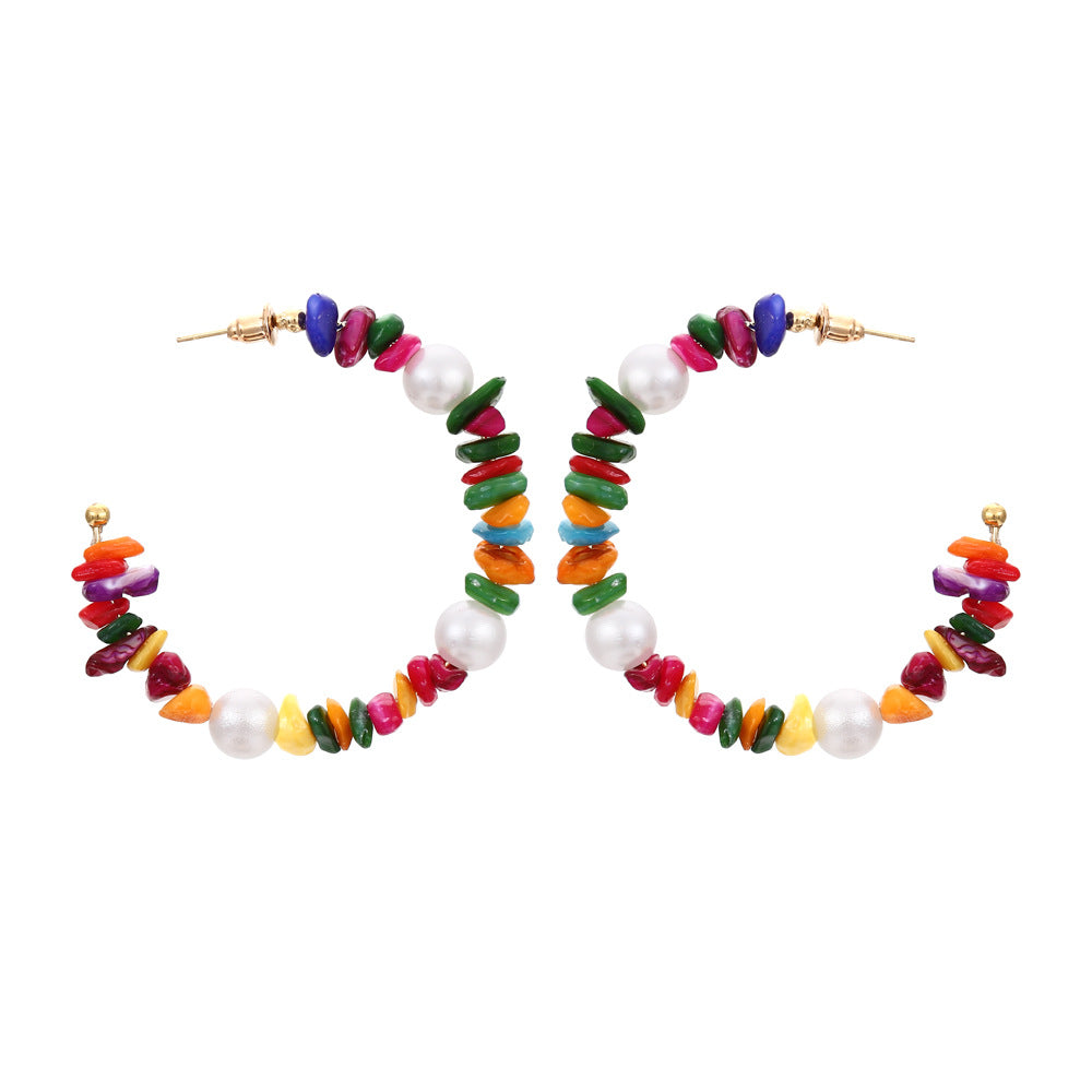 Large Circle Light Luxury Personality Imitation Pearl Earrings