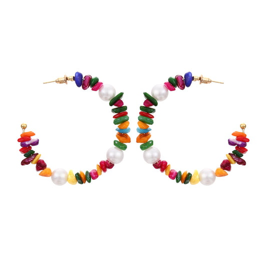 Large Circle Light Luxury Personality Imitation Pearl Earrings