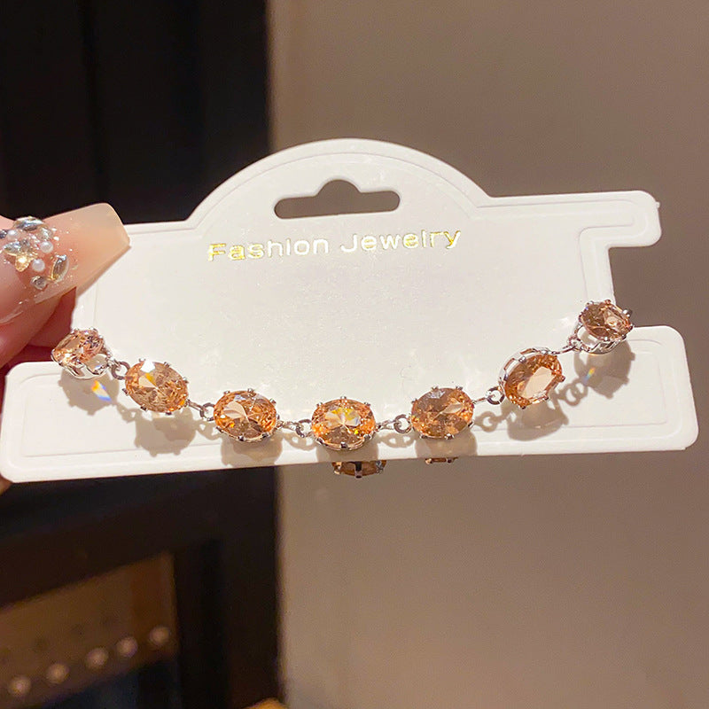 Pink Heart Diamond Flower Light Luxury Minority High Sense Fashion Bracelet