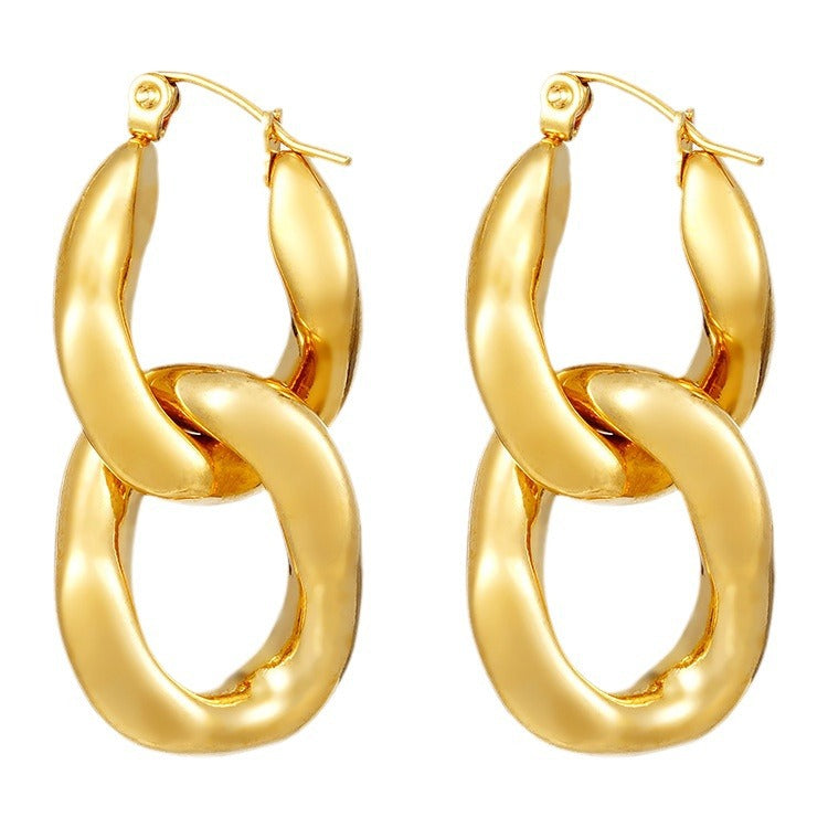 Cool Style Chain Connecting Shackle Stitching Quality Eardrops Earrings