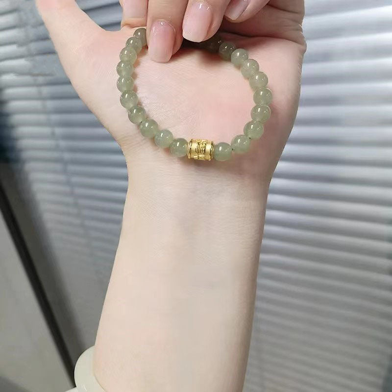 Lucky Character Beads Gold Round Barrel Bracelets