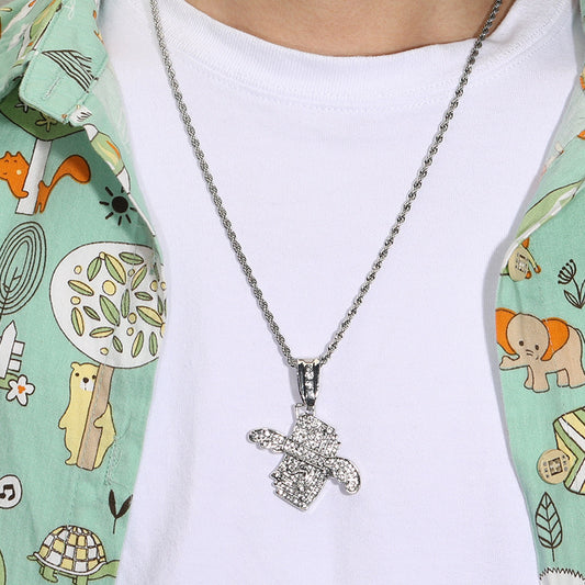 Banknote With Diamond Neck Creative Cuban Link Pendant
