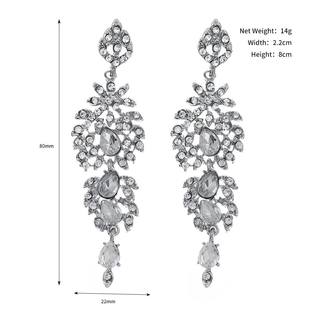 Women's Retro Bridal Exaggerated Super Flash Wedding Banquet High-grade Earrings