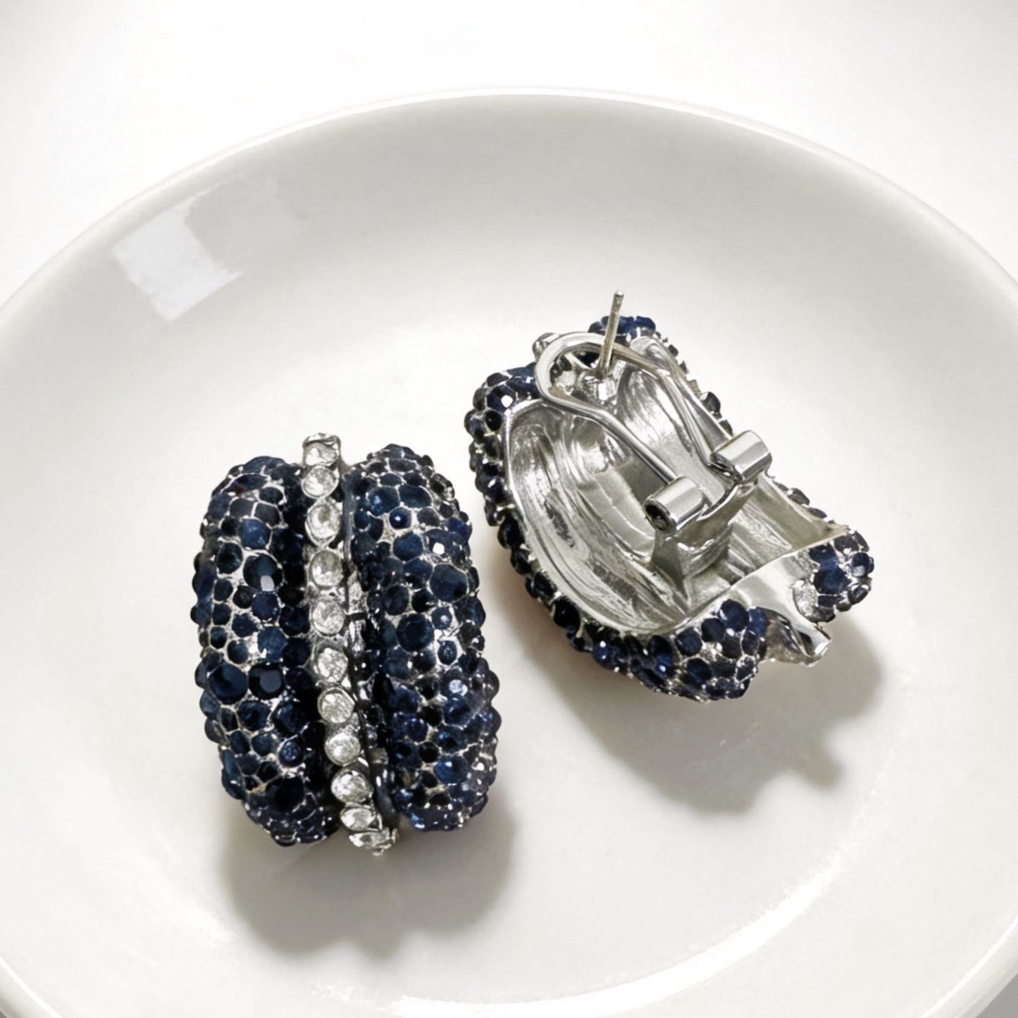 Women's French Entry Lux Fashionable Blue Zircon Full Diamond Ear Racket Earrings