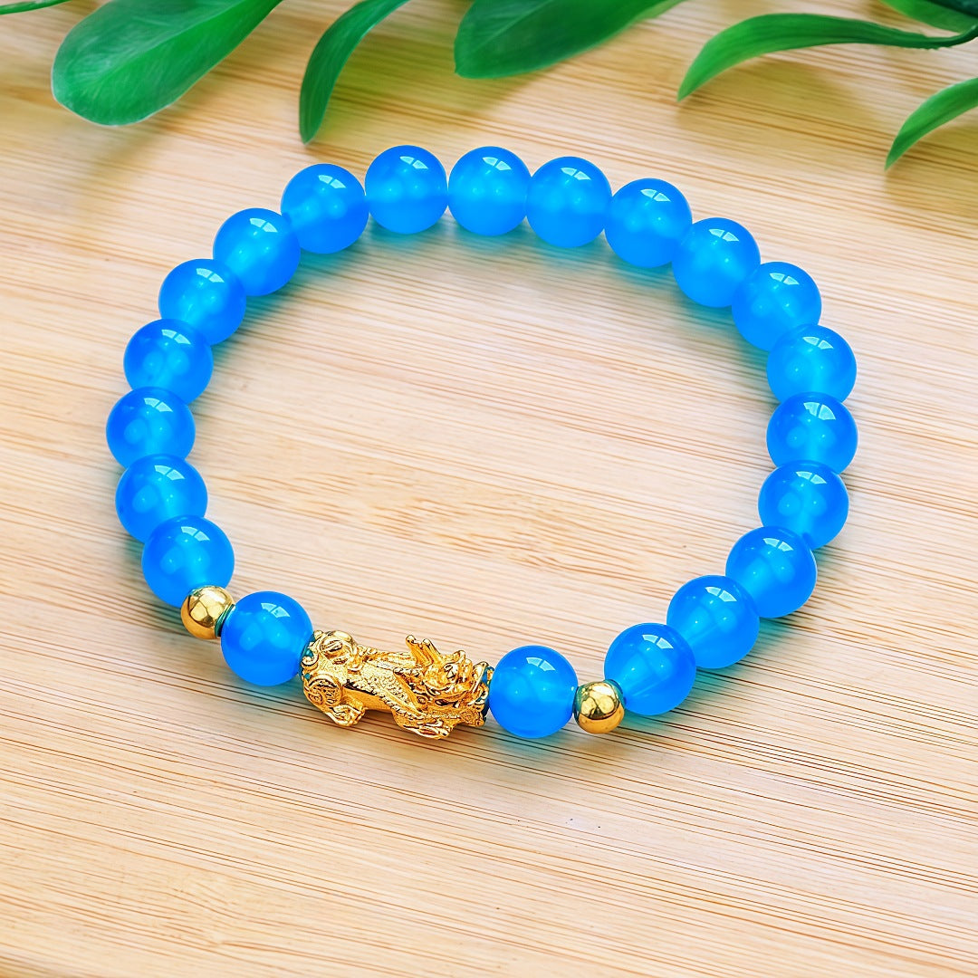 Running Rivers Lakes Live Imitation Obsidian Gilt Six Words Mantra Bracelet